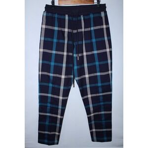 Bergdorf Goodman x Kith Men's Medium Blue Green Plaid Pull On Sweatpants‎